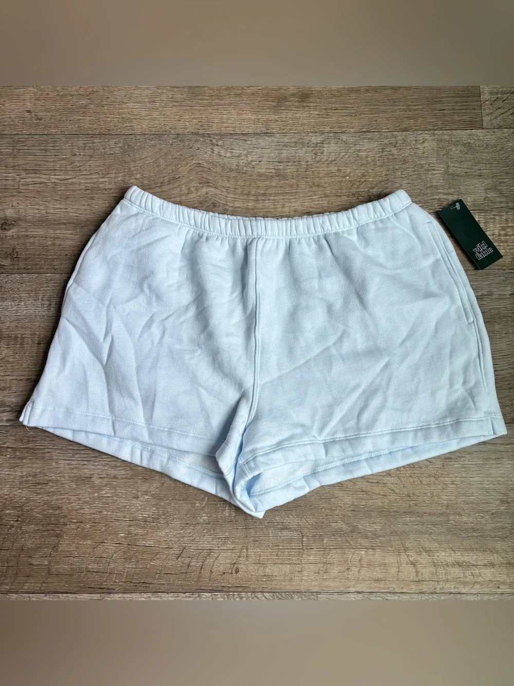 Wild Fable Women’s Mid Rise French Terry Fleece Lounge shorts in light blue